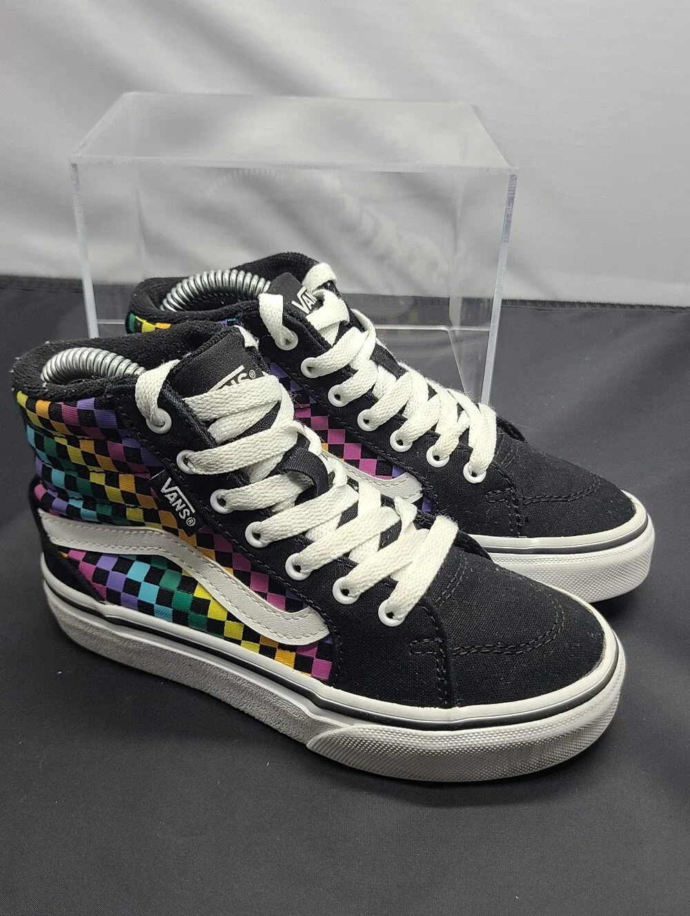 Vans Filmore High Top Rainbow Check Sneakers kids Toddler size 12C